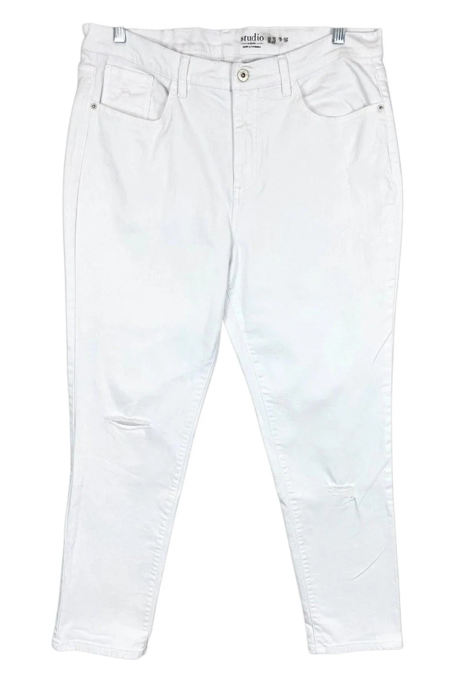 Studio by Denim & Co. Women's Classic Denim Ankle Jeans Pants White - Petite